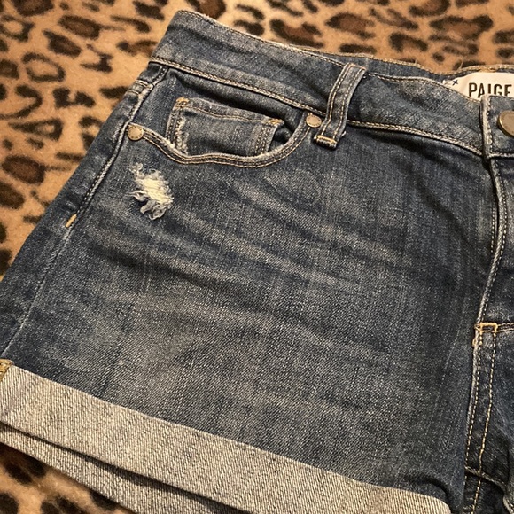 GUC PAIGE Shorts Women’s Size 27 Paige Roll up Distressed Denim Shorts - Picture 3 of 15